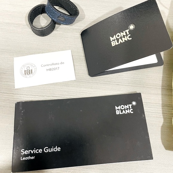 NEW Montblanc Reversable Leather Belt AUTHENTIC (Black / Blue 35mm) - Picture 3 of 5